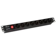SHZ19-8SH-S-2.5EU  8 розеток Schuko, выключатель с подсветкой, кабель питания 2.5м (3х1.5мм2) с вилкой Schuko 16A