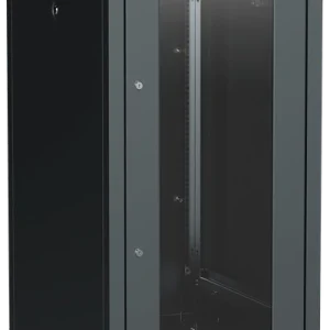 ITK LINEA E Шкаф напольный сетевой 19" 18U 600х800мм стеклянная передняя дверь задняя металлическая черный
