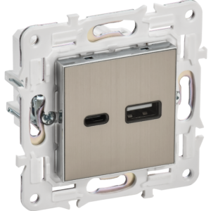 SKANDY Роз. USB A+C 18Вт SK-R13N никель IEK