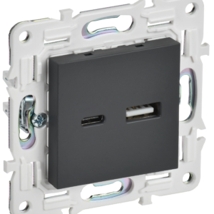 SKANDY Роз. USB A+C 18Вт SK-R13G граф. IEK