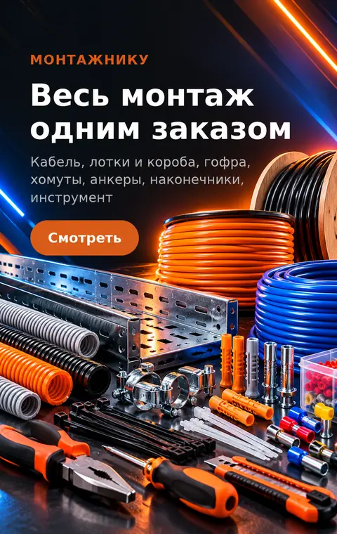 Весь монтаж одним заказом — лотки, гофра, хомуты, анкеры, инструмент